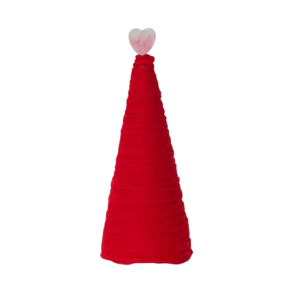 DAMAI 4.7" Valentine Day Cone Tree Decorations Set - Artificial Yarn Wrapped Mini Trees with Heart Decor for Party Home Kitchen Dining Table Decor