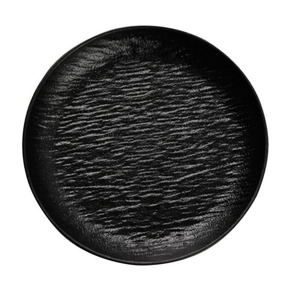 DAMAI 4 Pcs Dinner Plates Serving Trays,Unbreakable Plastic Dinner Plates Reusable Round Serving Tray for Salad Snacks Appetizer Pasta(Black)