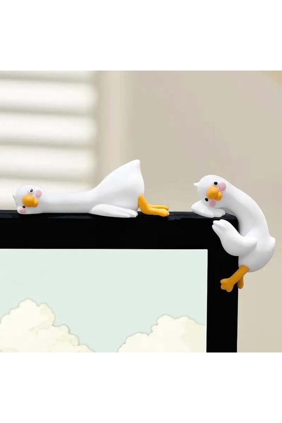 4 Pcs Mini Resin Goose Figurines, Cute Figurine Computer Monitor Decor, 3D Craft Sculpture, Tiny Cute Goose Statues for Office Desk, Car Dashboard, Indoor Festival Decor