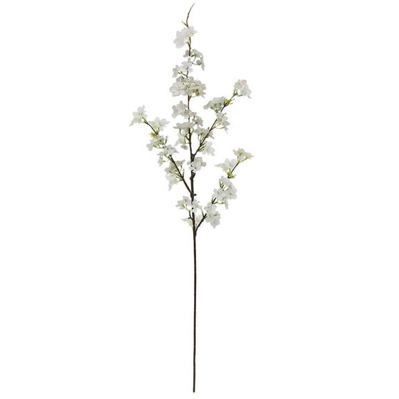 DAMAI 42In Artificial Cherry Blossom Flowers,Blooms Silk Cherry Blossom Branches,Faux Silk Cherry Blossom Stems Fake Real Touch Peach Branches for Wedding Home Garden Japanese Decor White