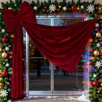 DAMAI 45" Christmas Burgundy Velvet Bow Decorative Hanging Ornament, Bowknot Ribbon Tie Large Christmas Bow Velvet for Wedding Holiday Front Door Window