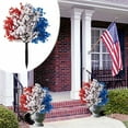thumbnail image 1 of DAMAI 4th of July Artificial Boxwood Topiary Ball with Spike,Red White Blue Fake Baby's Breath & Greenery Shrubs Garden Stake,Artificial Flowers for Independence Day/Memorial Day Outdoor Decor, 1 of 9