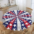 thumbnail image 1 of DAMAI 4th of July Round Tablecloth, American Flag Stars Hearts Firework Patriotic Design with Red White Blue Pattern, Washable Circular Table Cover for Outdoor Patio Kitchen Dinning Holiday, 1 of 6