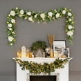 thumbnail image 1 of DAMAI 5.9Ft Artificial Eucalyptus Flower Garland with Fake Rose Dahlias Flower Vine Seeded Eucalyptus Leaves Greenery Garland for Wedding Table Backdrop Party Centerpiece Room Decor, 1 of 7