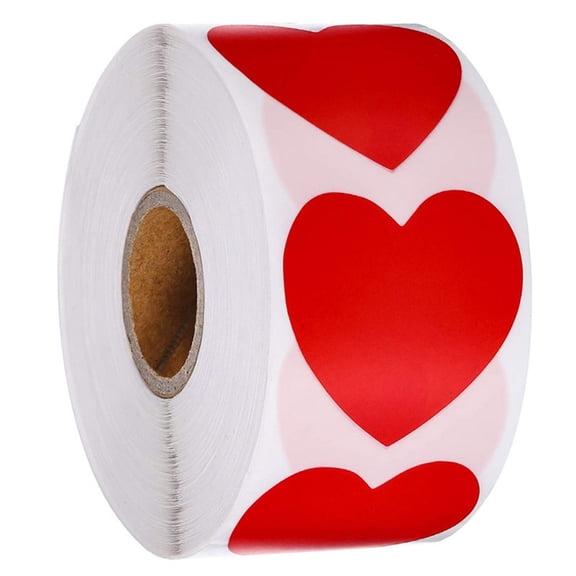 DAMAI 500 Pcs Red Heart Shaped Stickers 1.15 inch Valentines Day Love Shape Labels, Self-Adhesive Heart Stickers for Valentines, Envelopes, Wedding, Crafting, Scrapbooking, Gift, Award Charts