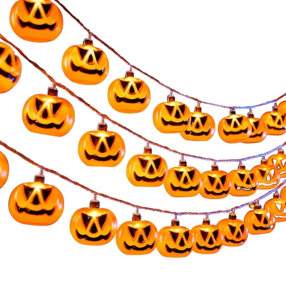 DAMAI 5FT Pumpkin String Lights,Plastic Pumpkin Fairy Lights with 10 LEDs & Battery Operated, Decorative Light Strand for Indoor Outdoor Halloween Yard Porch Window Tree Party