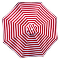 DAMAI 6.5ft/7.5ft/8ft/9ft/10ft Universal Patio Umbrella Replacement Canopy,Outdoor Market Table Patio Umbrella Canopy Cover Replacement UV Protective Cloth(Red And White Stripe,8FT(6-Ribs))