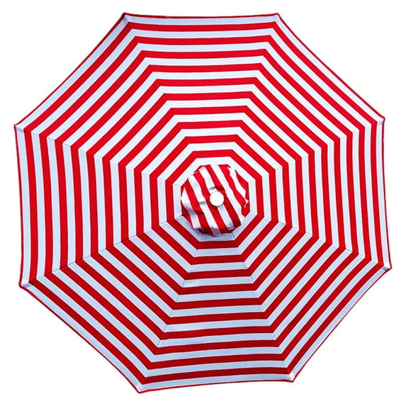 DAMAI 6.5ft/7.5ft/8ft/9ft/10ft Universal Patio Umbrella Replacement Canopy,Outdoor Market Table Patio Umbrella Canopy Cover Replacement UV Protective Cloth(Red And White Stripe,8FT(6-Ribs))