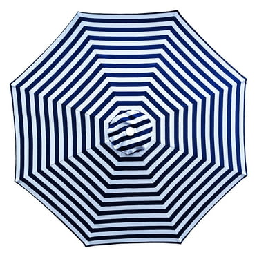 DAMAI 6.5ft/7.5ft/8ft/9ft/10ft Universal Patio Umbrella Replacement Canopy,Outdoor Market Table Patio Umbrella Canopy Cover Replacement UV Protective Cloth(Blue And White Stripe,9FT(8-Ribs))