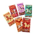 thumbnail image 1 of DAMAI 6 Pcs Chinese New Year Red Envelopes of 2026, Year of the Horse Design with Blessings, New Year Money Gift Envelope Kawii Cartoon Horse Design Irregular Shape Red Envelopes, 1 of 7
