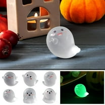 DAMAI 6 Pcs Halloween Mini Ghost Figures,Cute Ghost Figurines Glow in The Dark Halloween Ornaments,Small Spooky Decorative Figures for Party Favors, Tabletop Display,Haunted House Decoration