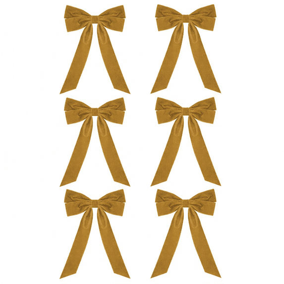 DAMAI 6 Pcs Velvet Bows with Twist Tie 13 Inch Double-layer Extended and widened Pre-Tied Vintage Christmas Velvet Ribbon Bows for Wreath Garland Tree Decorations Indoor Outdoor Holiday Decor