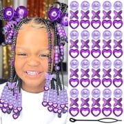 DAMAI 60 Pcs Blue Hair Beads Heart Beads for Hair, Acrylic Hair Beads for Braids, Soft Colorful Pony Beads Bulk Hairs Accessories for Women Gentle Reusable Bead for Hair Braids Extensions