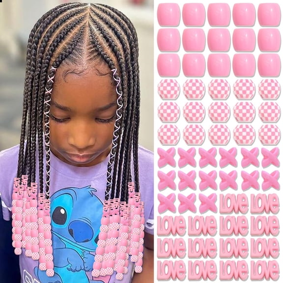 DAMAI 60 Pcs Blue Hair Beads Heart Beads for Hair, Acrylic Hair Beads for Braids, Soft Colorful Pony Beads Bulk Hairs Accessories for Women Gentle Reusable Bead for Hair Braids Extensions