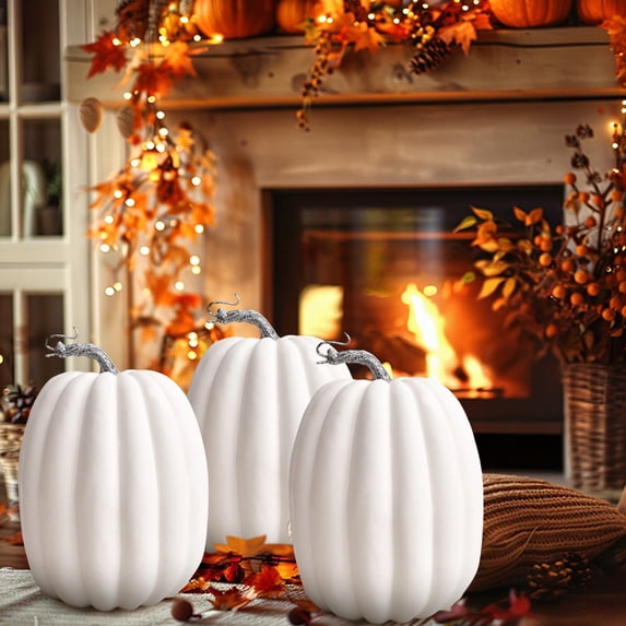 DAMAI 7.88 Inch Large Orange Pumpkins for Decorating,Realistic Artificial Pumpkin Holiday Foam Pumpkin Halloween Decor,Paintable Artificial Pumpkins Perfect for Halloween Thanksgiving Decor
