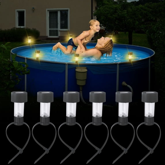DAMAI 8 Pcs Pool Lights,Pool Solar Lights for Framed Above Ground Pools,Waterproof Swimming Pool Accessories Light, Outdoor Yard Garden Pool Decoration Night Light