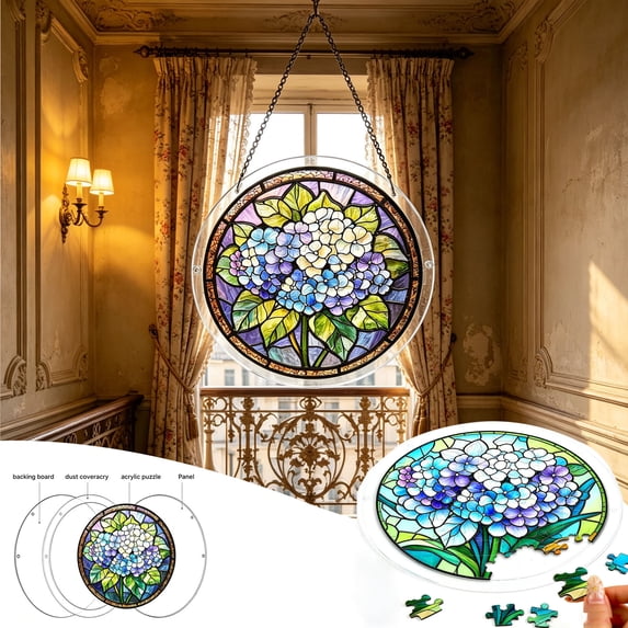 DAMAI 83 Pieces Acrylic Puzzle Window Hanging, Colorful Sunrise Sun Catchers Panel SunCatchers Puzzles Decor for Birthday Women, Men, Wife, Aunt, and Mom 7.36 in