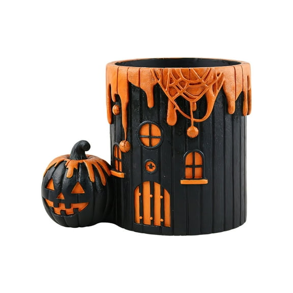 DAMAI 8x6 Inch Halloween Planter,Resin Pumpkin Planter with Drainage Hole,Tabletop Flower Display for Home Apartment Bedroom Dorm Balcony Garden Porch Shelf Holiday Event Gathering Celebration