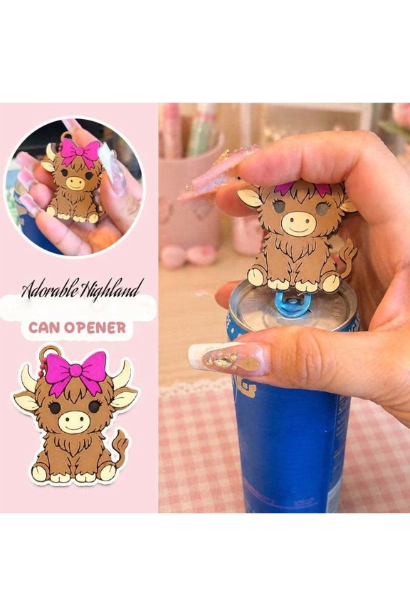 Adorable Cow Can Opener, Cute Cartoon Cow Drink Tab Lifter with Bow Design Soda Beer Cans, Functional Kitchen Tool for Can Opening Cow Lovers Keychain Gift Use
