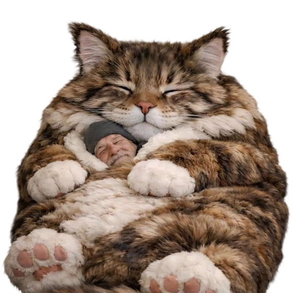 DAMAI Adult Soft Sleeping Bag – Plush Cat Envelope Sleeping Bag, Fluffy Cat Sleeping Bag for Camping, Sleepovers & Home Lounging, Washable Warm Blanket, 68.9x31.5 Inch