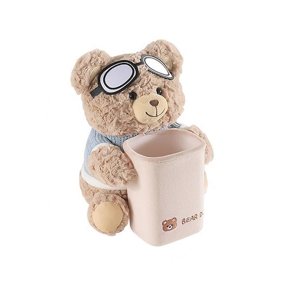 DAMAI Animal Tissue Box for Car, Plush Car Tissue Holder, Plush Bear Car Tissue Box, 2 in 1 Car Tissue Box and Trash Can, Cartoon Car Trash Bin (Brown)