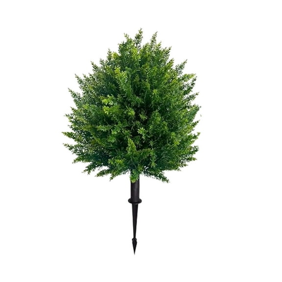 DAMAI Artificial Cedar Ball Tree 1PC with Ground Spike, Fake Cedar Potted Plants UV-Resistant for Indoor & Outdoor Use, Artificial Shrubs Bushes Ball Tree for Indoor Outdoor Home Garden Decor 