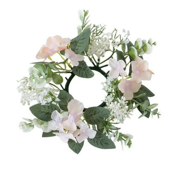 DAMAI Artificial Eucalyptus Leaves Flowers Spring Candle Rings Wreaths,9.84" Inch Artificial Floral Wreaths Leaves Flower Wreaths,Artificial Leaf Candle Rings for Door Wedding Home Party Table Decor