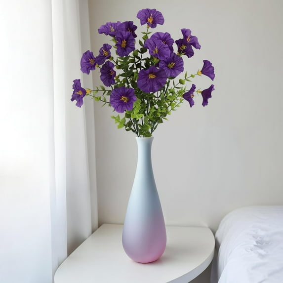 DAMAI Artificial Flowers for Outdoor Decoration Spring Summer Fake Plants, 5PCS Faux Flower Silk Petunias UV Resistant Realistic for Porch Planter Balcony Home Garden Yard Decor(violot)