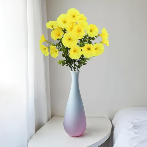 DAMAI Artificial Flowers for Outdoor Decoration Spring Summer Fake Plants, 5PCS Faux Flower Silk Petunias UV Resistant Realistic for Porch Planter Balcony Home Garden Yard Decor(Yellow)