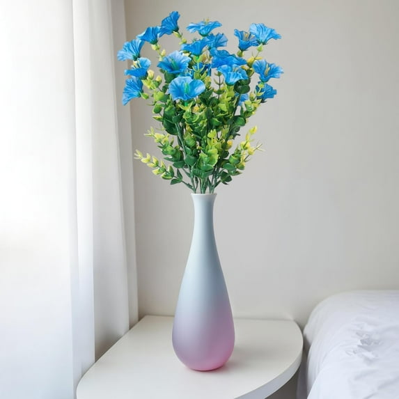 DAMAI Artificial Flowers for Outdoor Decoration Spring Summer Fake Plants, 5PCS Faux Flower Silk Petunias UV Resistant Realistic for Porch Planter Balcony Home Garden Yard Decor(Blue)