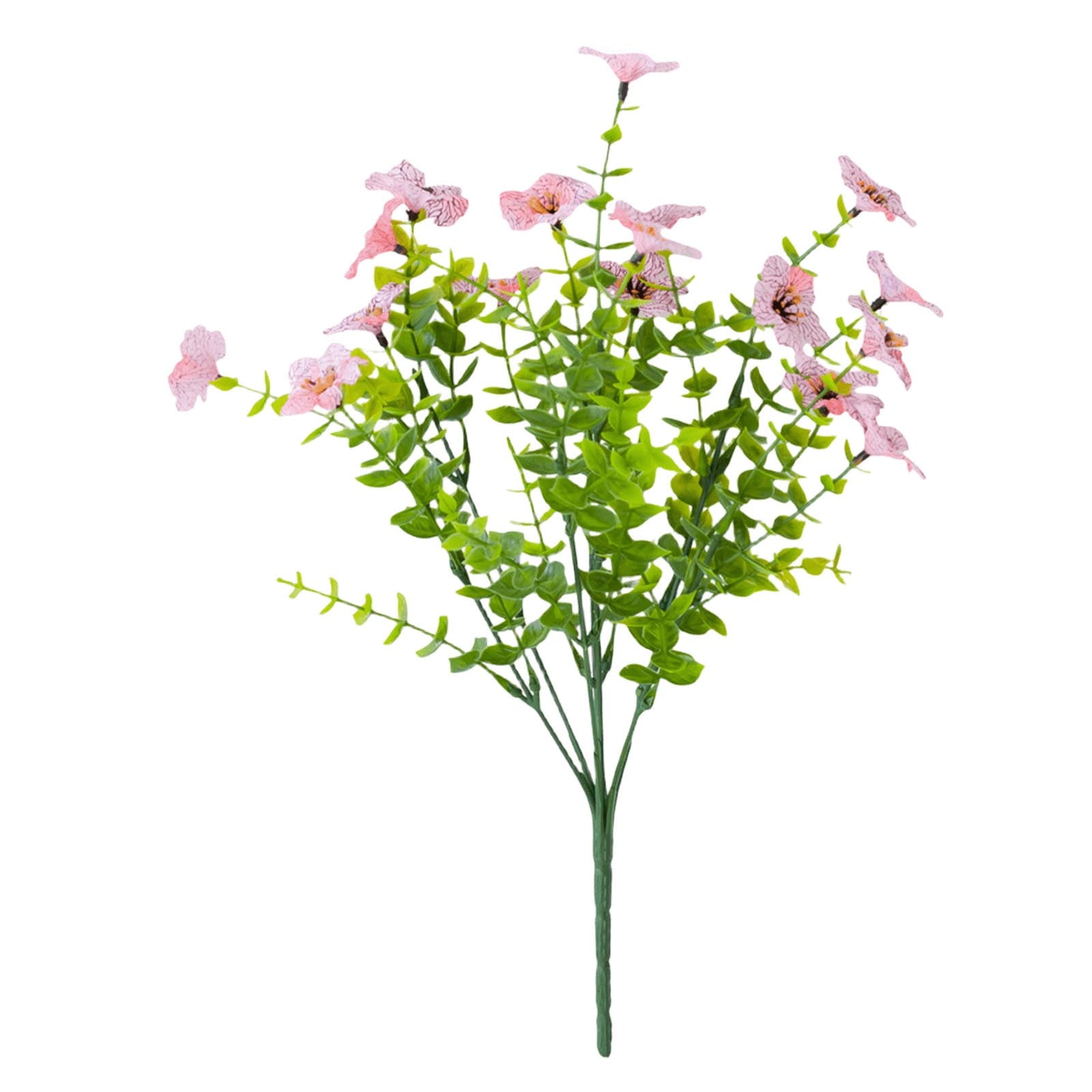 DAMAI Artificial Flowers for Outdoor Indoor Garden Home Decoration,Silk Violet with Eucalyptus Leaves Fake Plants,UV Resistant Flowers for Garden Patio Porch Window Box Outdoor Indoor Decor( Pink)