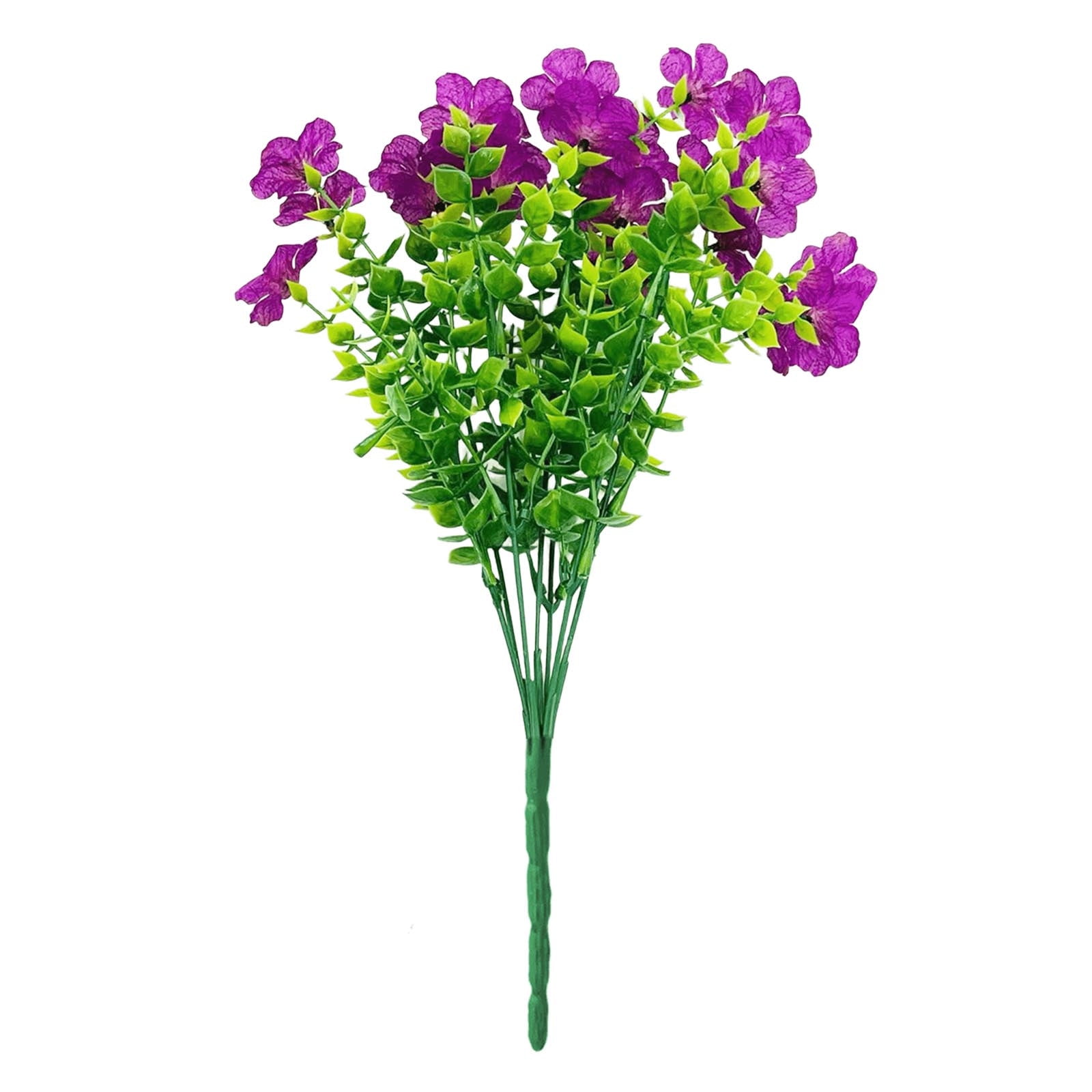 DAMAI Artificial Flowers for Outdoor Indoor Garden Home Decoration,Silk Violet with Eucalyptus Leaves Fake Plants,UV Resistant Flowers for Garden Patio Porch Window Box Outdoor Indoor Decor(Purple)