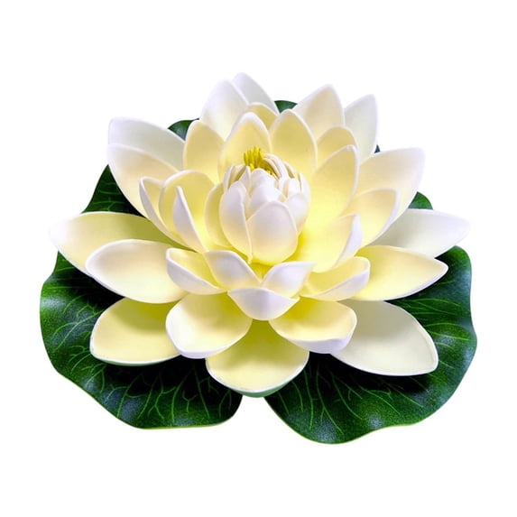 DAMAI Artificial Lily Pads for Ponds Floating Foam Lotus Flower with Water Lily Pad Leaves Realistic Floating Pool Flowers Lifelike Fake Pond Plant Home Garden Decoration (White)