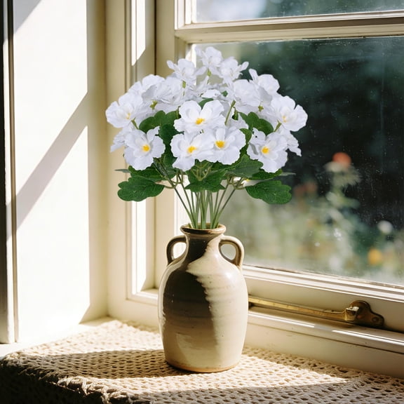 DAMAI Artificial Pansy Flowers for Outdoor, 11.8'' UV Resistant Faux Silk Small Daisie for Outside Planter Front Door Porch Garden Yard Patio for Home Wedding Kitchen Table Decor