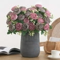 thumbnail image 1 of DAMAI Artificial Peonies Branch with Stem 7 Head Realistic Reusable Home Wedding Party Faux Flower Floral Decoration Purple for Wedding Party Dining Table Decoration, 1 of 4