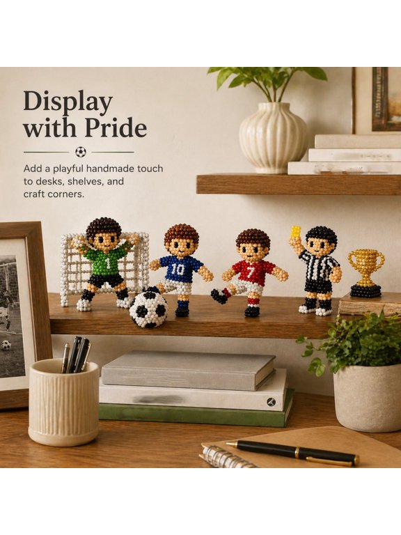 Beaded Soccer DIY Kit, Pony Beads Keychain Making Craft Set with Soccer Basketball Tennis Ball Themes & Beading Cord Clasps, Sport Themed DIY Project for Adults Teens Beginner Friendly