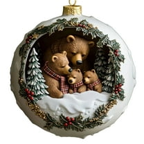 DAMAI Bear Family Christmas Ornament - Adorable Hanging Decor, Black Bear Family of 3 Ornaments for Christmas Tree, Mantel & Home Indoor Holiday Displays