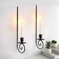 thumbnail image 1 of DAMAI Black Metal Wall Candle Sconces Set of 2, Hanging Wall Mounted Candle Holders with Spiral Design, Black Iron Candle Holder for Living Room Fireplace Bedroom Bathroom Modern Decor, 1 of 8