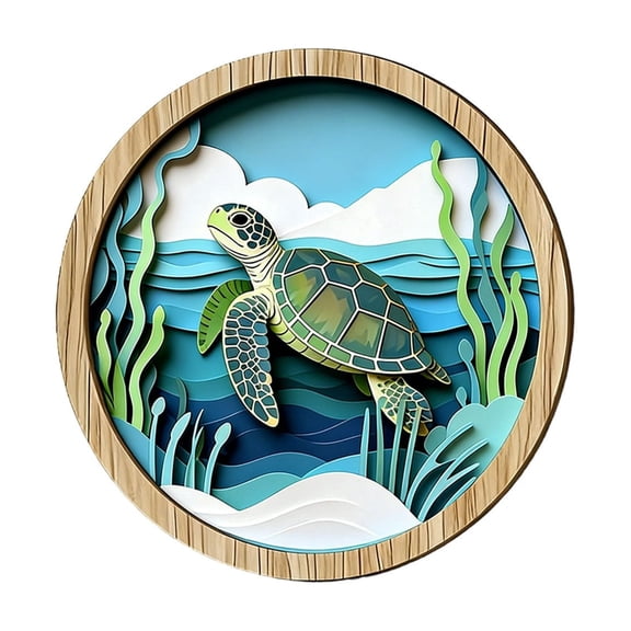 DAMAI Boho Wall Art Bohemian Wooden Round Circle Wall Decor, Hollow out Farmhouse Sun Mountain Wooden Plants Wall Hangings for Bedroom Living Room Bathroom Bedroom Patio Apartment Gift 7.87 Inch