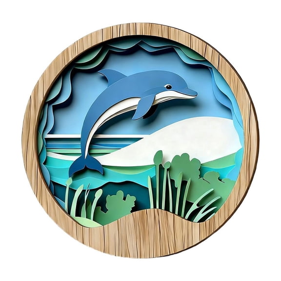 DAMAI Boho Wall Art Bohemian Wooden Round Circle Wall Decor, Hollow out Farmhouse Sun Mountain Wooden Plants Wall Hangings for Bedroom Living Room Bathroom Bedroom Patio Apartment Gift 7.87 Inch