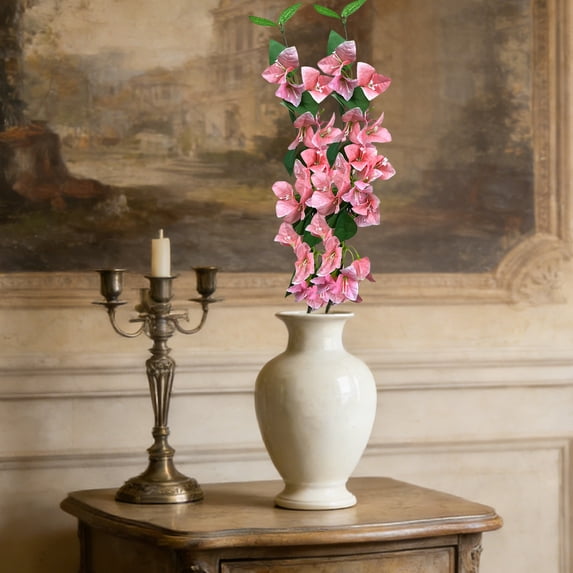 DAMAI Bougainvillea Artificial Flowers 31.4in Long Stem Silk Bougainvillea Floral Branches Fake Plants and Flowers Bouquet for Home Garden Party Wedding Centerpiece Vase Decor