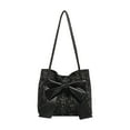 thumbnail image 1 of DAMAI Bow Purse Corduroy Bow Tote Bag Cute Shoulder Bag with Bowknot Heart Printed Handbag Trendy Gift for Women, 1 of 6