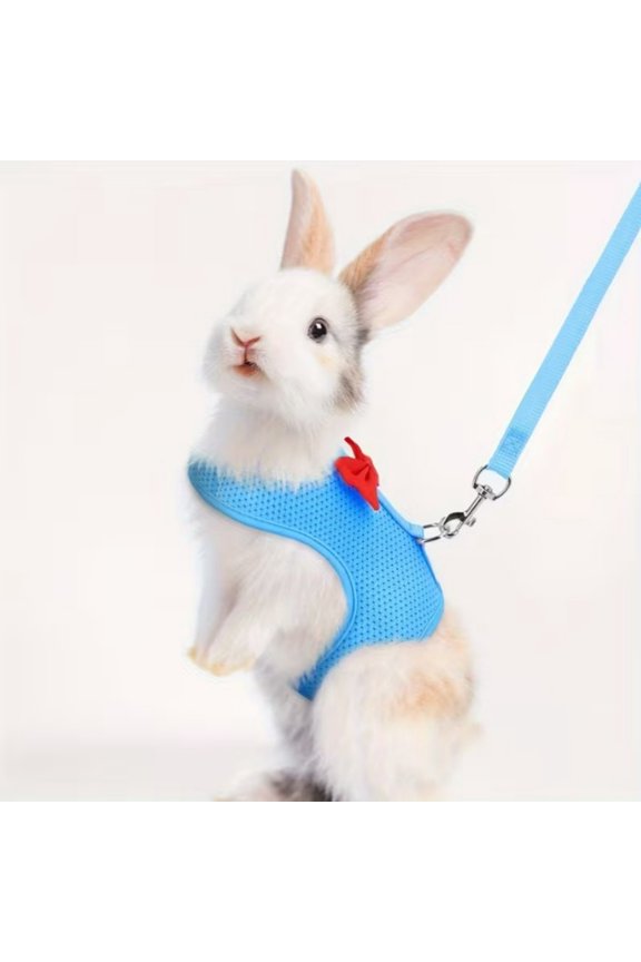 Bunny Harness and Leash Set, Soft Breathable Rabbit Leash Vest with Cute Bow Mesh Adjustable Vest Bunny Leash for Rabbits Kitten Ferret Puppy Small Pets Walking