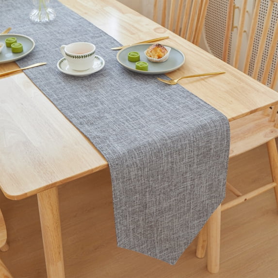 DAMAI Burlap Farmhouse Cotton Linen Triangle Table Runner, Rustic Woven Solid Color Table Runner for Dining, Kitchen, Holiday, Halloween, Christmas, Party