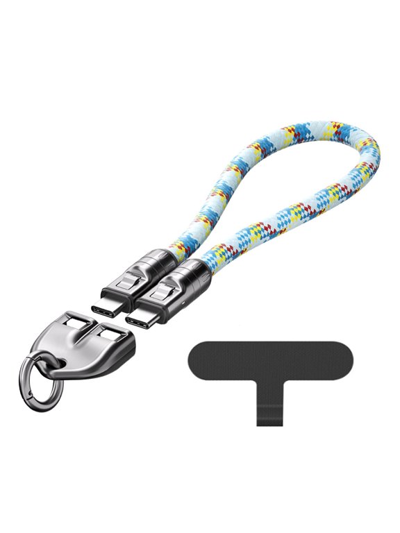 C to C 240W Charging Cable with Wearable Bracelet Design,2-in-1 Mobile Phone Lanyard Multi Charger Cable 240W 5A Type C USB Keychain Fast Charging Universal PD for Android QC Data Cell