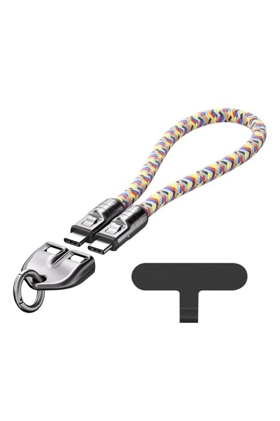 C to C 240W Charging Cable with Wearable Bracelet Design,2-in-1 Mobile Phone Lanyard Multi Charger Cable 240W 5A Type C USB Keychain Fast Charging Universal PD for Android QC Data Cell