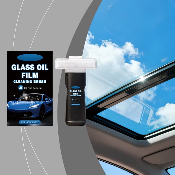 DAMAI Car Glass Cleaner Tool - Automotive Oil Film Cleaning Brush for Windshield and Windows, Car Glass Scrubber With Soft And Safe Bristles, Windshield Cleaner Tool for Oil Film Removal (3.53oz)