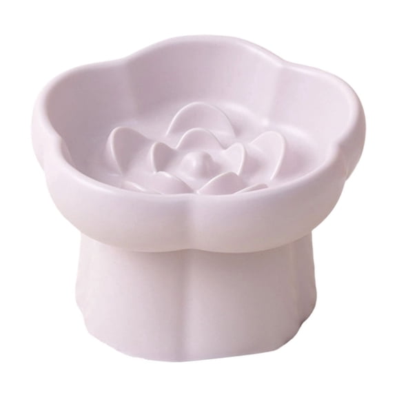 DAMAI Ceramic Elevated Slow Feeder Bowl, High Footed Tilted Ceramic Bowl with Anti Choking & Anti Vomiting Design, Raised Pet Dish for Cats Small Dogs Dry Wet Food Neck Protection