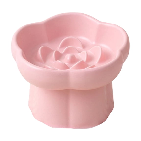 DAMAI Ceramic Elevated Slow Feeder Bowl, High Footed Tilted Ceramic Bowl with Anti Choking & Anti Vomiting Design, Raised Pet Dish for Cats Small Dogs Dry Wet Food Neck Protection