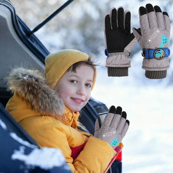 DAMAI Children's Gloves Outdoor Windproof Thick Lanyard Pupils Gloves